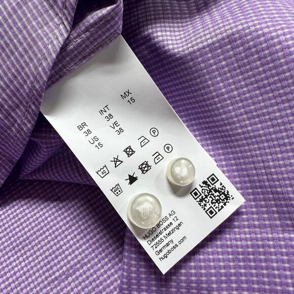 Boss Hugo Boss Men's Purple Jesse Button Down Dress Shirt Size 38 / 15 NWT - Picture 7 of 12
